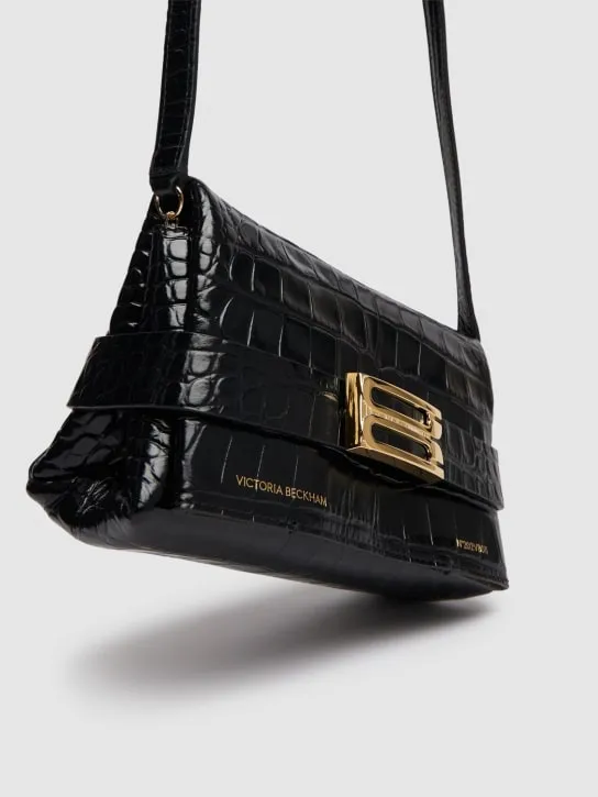 Victoria Beckham   Mini B buckle chain croc embossed clutch 