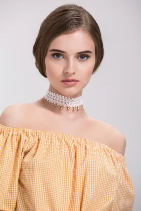 White Leaf Lace Choker Necklace